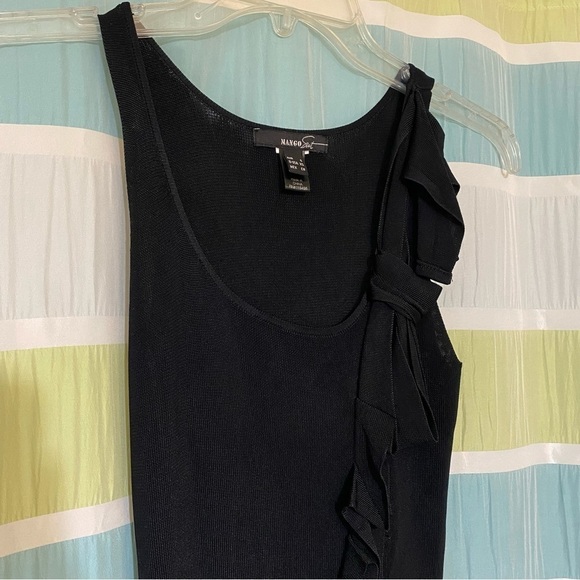 Mango Black Ruffle Collar Sleeveless Dress Bodycon Sz X-Small - Picture 1 of 6